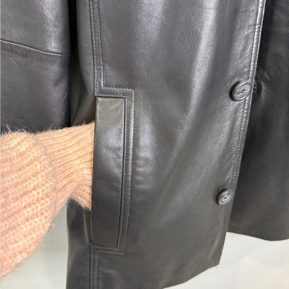 Men’s Faux Leather Button Up Black Jacket - Picture 2 of 7